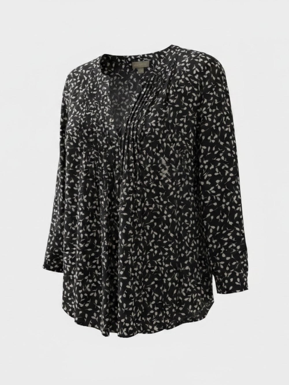 Style & Co. Women's Navy and White Floral Patterned Top